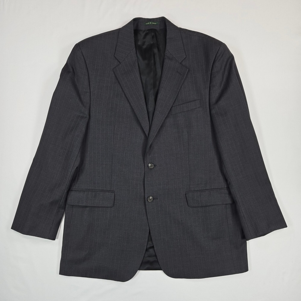 Lauren Ralph Lauren Mens 44L Pinstripe Wool Charcoal Blazer Sport Coat Jacket